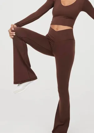 Aerie OFFLINE By Real Me High Waisted Crossover Flare Legging - XS Brown thumbnail 1