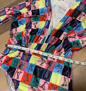 Deep plunge neck colorful bodysuit size L Size L thumbnail 9