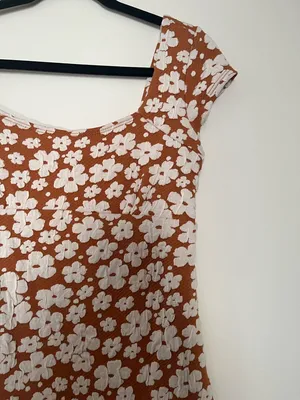 Altar'd State Brown Floral Mini Dress Small Y2k Coquette Summer Baby Doll Picnic Cottagecore thumbnail 2