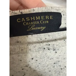 CHARTER CLUB LUXURY CASHMERE Womens M 100% Cashmere Sweater Beige Speckled Black thumbnail 9