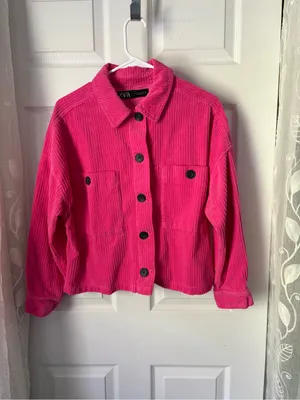 Zara oversized cropped Corduroy Button-Front Jacket cotton size M thumbnail 2