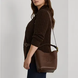 Lauren Ralph Lauren Leather Medium Witley Bucket Bag in Dark Mahogany, NEW $395 thumbnail 2