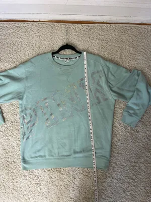 PINK Victoria's Secret Mint Green Crewneck with Silver Sparkle Logo thumbnail 5