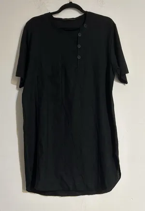 La Haine Inside Us Short Sleeve Viscose Linen Button Tunic Medium Lagenlook thumbnail 1
