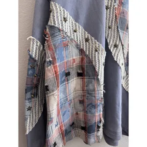 POL Anthropologie Plaid Blue Patchwork Stars Women's Size Large thumbnail 3