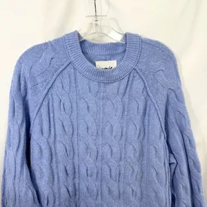 Aerie Small Sweater Cable Knit Periwinkle Blue Raglan Crew Academia Preppy 1691 thumbnail 3