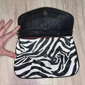 Grace Adele sequined zebra print clutch thumbnail 3