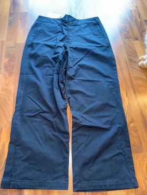 Nike Wide Leg Pant Women Large Black NEW Mid Rise Full Length standard athletic thumbnail 1