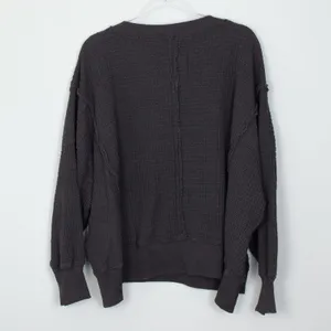 American Eagle Seriously Lived In Big Hug Waffle Knit Pullover Gray M Oversized thumbnail 7