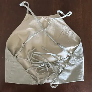 House of Harlow 1960 Green Linen Blend Halter Top Strappy Back Large thumbnail 1