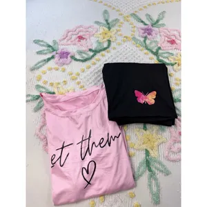 SHEIN Curve Pink "Let Them" Graphic Tee & Black‎ Butterfly Biker Shorts Set 3XL thumbnail 11