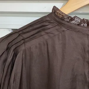 J.Crew Chocolate Brown Ruffleneck Drapey Long Sleeve Blouse thumbnail 7