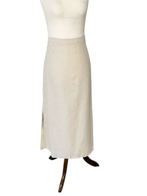 OLD NAVY Beige Linen Midi Skirt thumbnail 2