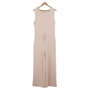 Peach Pink Sleeveless Wide Leg Jumpsuit Drawstring Waist L thumbnail 2