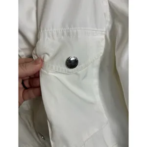 Lauren Ralph Lauren White Chore Jacket Rain Coat Medium Pockets Hooded thumbnail 6