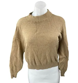 Abercrombie & Fitch Women Tan Beige Long Sleeve Mock Neck Sweater Top Size XS thumbnail 1