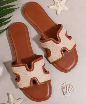 SheIn Brown and Cream Women's Sandals thumbnail 1