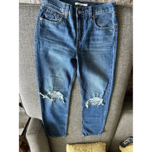 Levis Low Pro Straight Distressed Jeans Medium Wash Blue Denim W26 A0964-0006EUC thumbnail 8