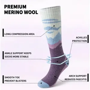 Unisex Tall Ski Socks 10-13 Merino Wool Anti-odor Anti-slip Alps Design NEW NICE thumbnail 5