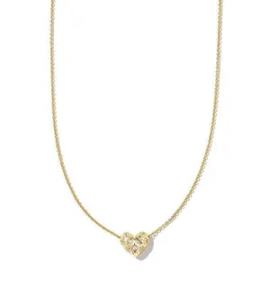 Kendra Scott Holland Gold Heart Short Pendant Necklace in White Crystal thumbnail 2