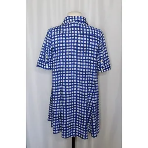 Anthropologie 11.1 TYLHO Adanne Tunic Top Shirt Blue White Gingham Plaid X-Small thumbnail 8