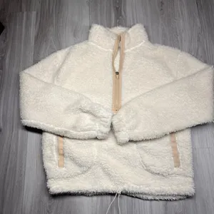 No Boundaries Cream Sherpa Half-Zip sweater thumbnail 1