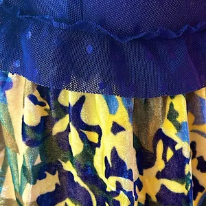 Free People Mini Dress XS Blue ruffle plunging neckline velvet burnout babydoll thumbnail 4