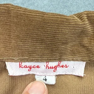 Kayce Hughes Womens Brown Corduroy Shift Dress Size 4 Long Sleeve White‎ Piping thumbnail 3