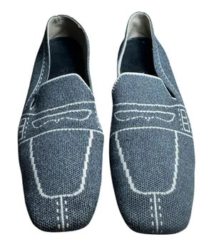 Vivaia Sierra Pattern Square Toe Loafer Flat Slip On Size EU 39/US 8 Denim Blue thumbnail 1