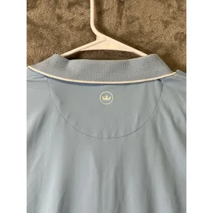 Peter Millar Keswick Zip‎ Neck Short Sleeve Polo Blue Golf Performance Large New thumbnail 4