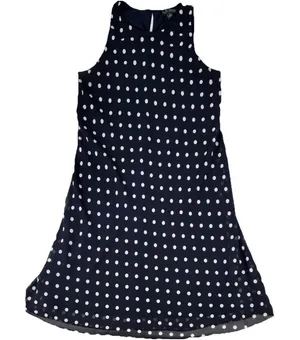 Lauren Ralph Lauren Sleeveless A-Line Blue and White Polka-Dot Dress Sz 10 thumbnail 1
