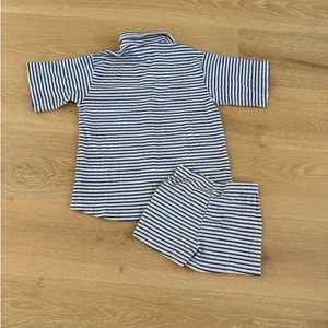 By Frankie Aris Stripe Shirt & Shorts Set Size XS Blue Gray thumbnail 4
