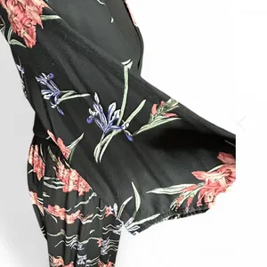 JAASE Black Floral Wide Leg V Neck Half Sleeve Elastic Waist Jumpsuit Size Large thumbnail 3