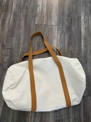 Cozy Earth Duffel Bag Womens White Canvas Top Handle Gym Workout Travel Outdoor thumbnail 4