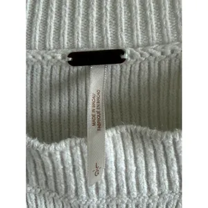 Free People Women Cream Ribbed Knit Cropped Crew Neck Sweater Large 4180 thumbnail 4