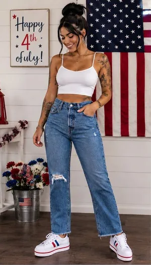 Levi’s Wedgie Straight Distressed Jeans thumbnail 1