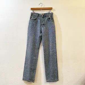 Acne Studios Mid‎ Rise Sequin Straight Leg Jeans Denim Pants Size 38 US 10 Blue thumbnail 3