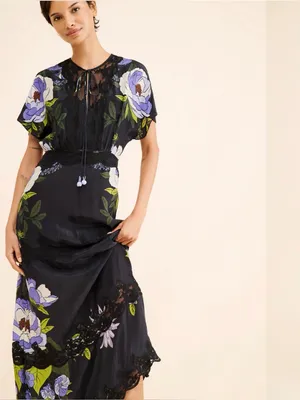 Farm Rio Soft Garden Black Laces Short Sleeve Maxi Dress thumbnail 4