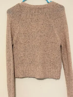 American Eagle Outfitters 3-Button Pink Gray Speckled Cardigan Sweater Size XS thumbnail 4