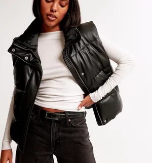 Abercrombie & Fitch Vegan Leather Puffer Vest thumbnail 1