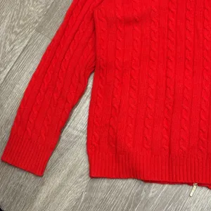 Ralph Lauren L-RL Red Cashmere Cable Knit Full Zip Cardigan Sweater 1X Preppy thumbnail 10
