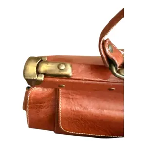 Vintage Brown Leather Frame Satchel Doctor Bag Braided Work Tote Shoulder Bag thumbnail 9