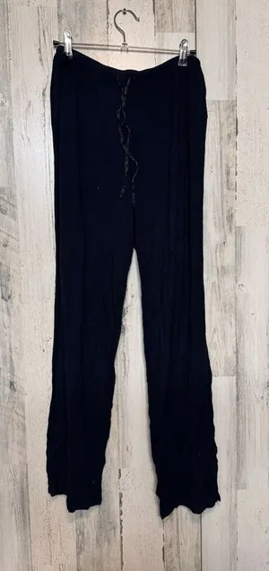 Women’s Black Modal Lounge Pants Drawstring Wide Leg Pajama Pants Size Medium thumbnail 1