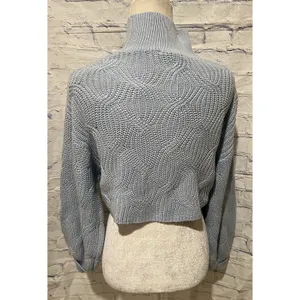 Altar’d State Top Adult Blue Crop Long Sleeve Knit Sweater Women’s Small thumbnail 4