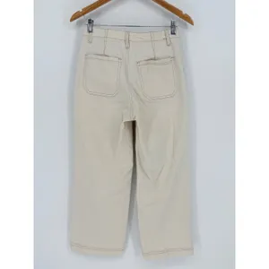 Tribal Jeans‎ Brooke High Rise Wide Leg Crop Pants Button Fly Size 2 Cream Ecru thumbnail 6