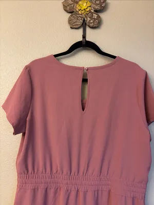 32 Degrees Cool Large Elastic Waist Shirt Dress Mauve Pink Scoop Neck Pockets thumbnail 8