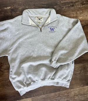 Vintage Quarter Zip Gray Size L thumbnail 1