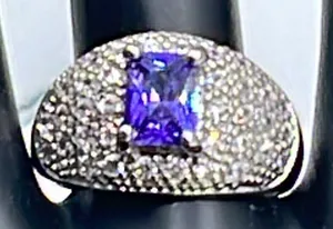 Boutique Silver plated & amethyst ring size 9. thumbnail 1