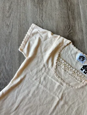 Storybook Knits Cream Lace-Trim Short Sleeve Top thumbnail 5