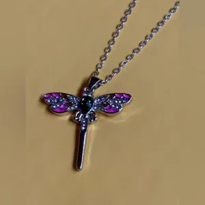 Silver Dragonfly Pendant Necklace thumbnail 4